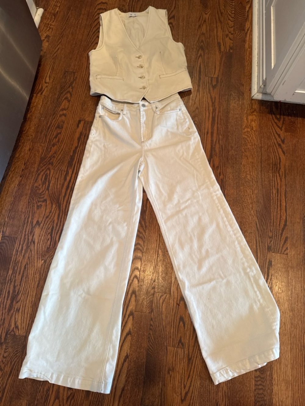 pistola Cream Wide-Leg High-Rise Jeans